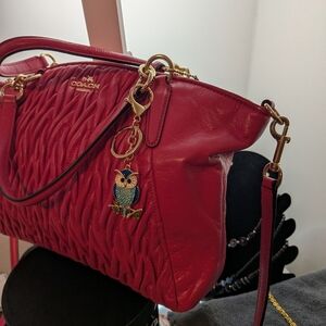 Coach Vintage  Fuchsia Pleated Leather Shoulder/Crossbody